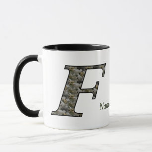 Monogram initial F Hortensia Blommor Personlig Mugg