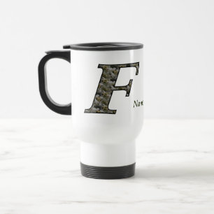 Monogram initial F Hortensia Blommor Personlig Resemugg