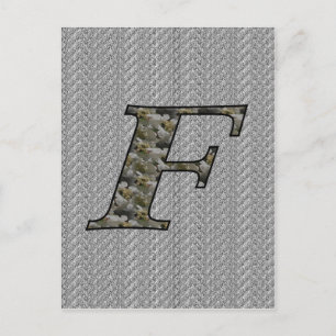 Monogram initial F Hortensia blommor Vykort