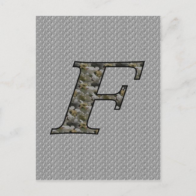 Monogram initial F Hortensia blommor Vykort (Framsida)