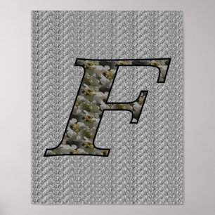 Monogram Initial F Hortensia Poster