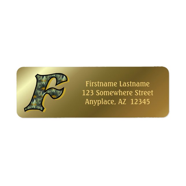 Monogram initial F Prästkragar Konst Returadress  Etikett (Framsidan)