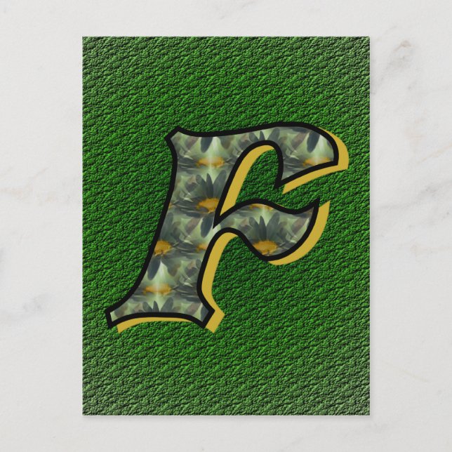 Monogram initial F Tusenskönor Blommig Konst Vykort (Framsida)