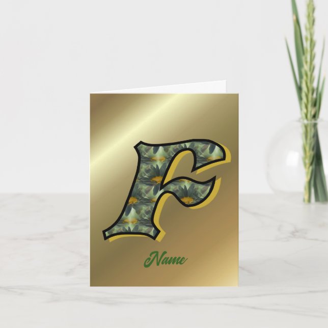 Monogram initial F Tusenskönor Konst Personlig Anteckningskort (Framsida)