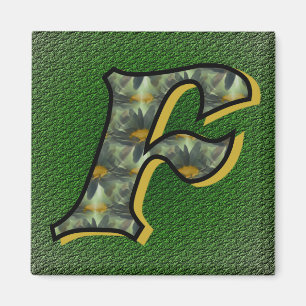 Monogram initial F tusenskönsblomma konst Magnet