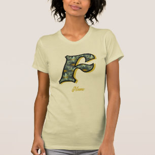 Monogram initial F tusenskönsblomma konst personli T Shirt