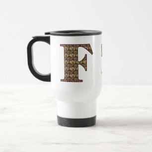 Monogram initial F Vintage Blommig Personlig Resemugg