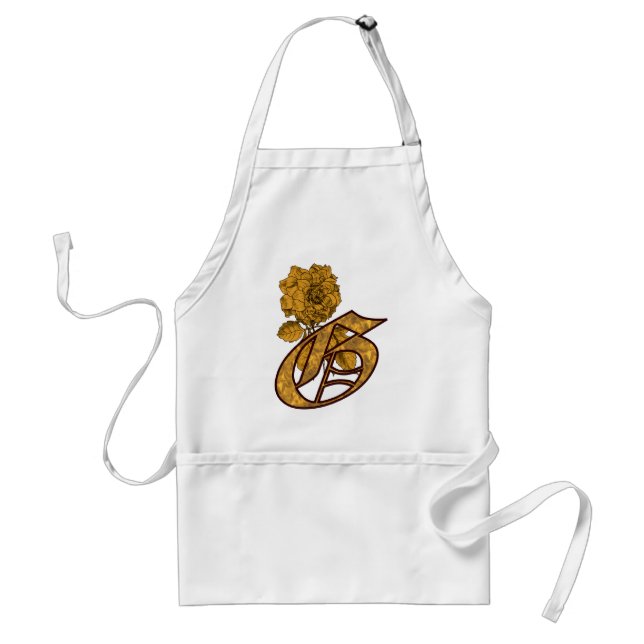 Monogram initial G Elegant guld peony blomma  Förkläde (Framsidan)