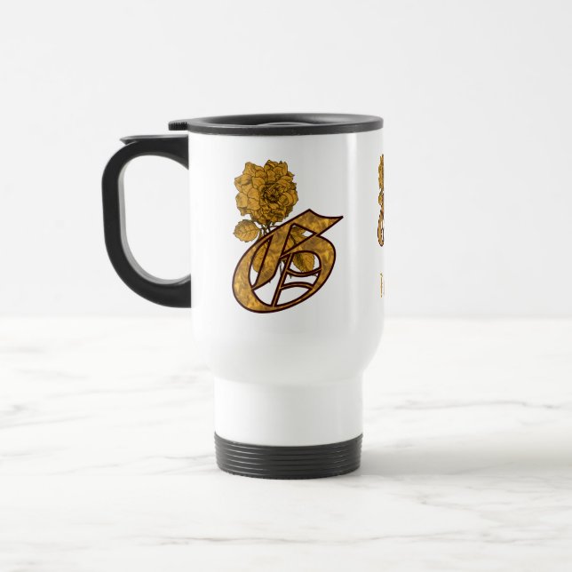 Monogram initial G Elegant guldpeony Personlig Resemugg (Vänster)