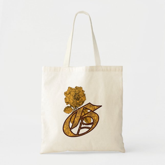 Monogram initial G Elegant guldpeonyblomma Tygkasse (Framsidan)