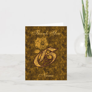 Monogram initial G guld satin pion personlig Tack Kort