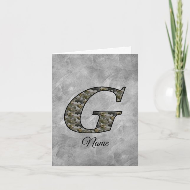 Monogram initial G hortensia blommor personlig Anteckningskort (Framsida)