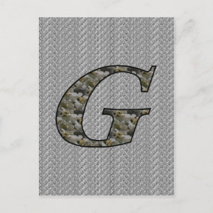 Monogram initial G Hortensia Blommor Vykort