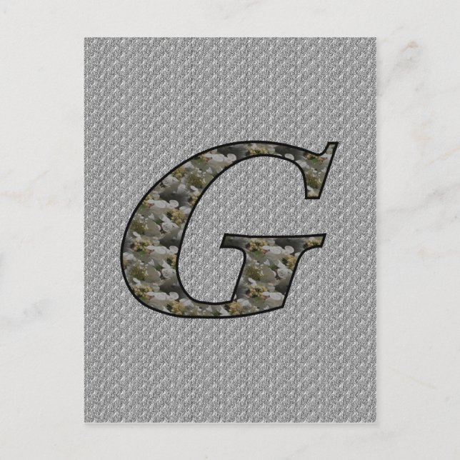 Monogram initial G Hortensia Blommor Vykort (Framsida)