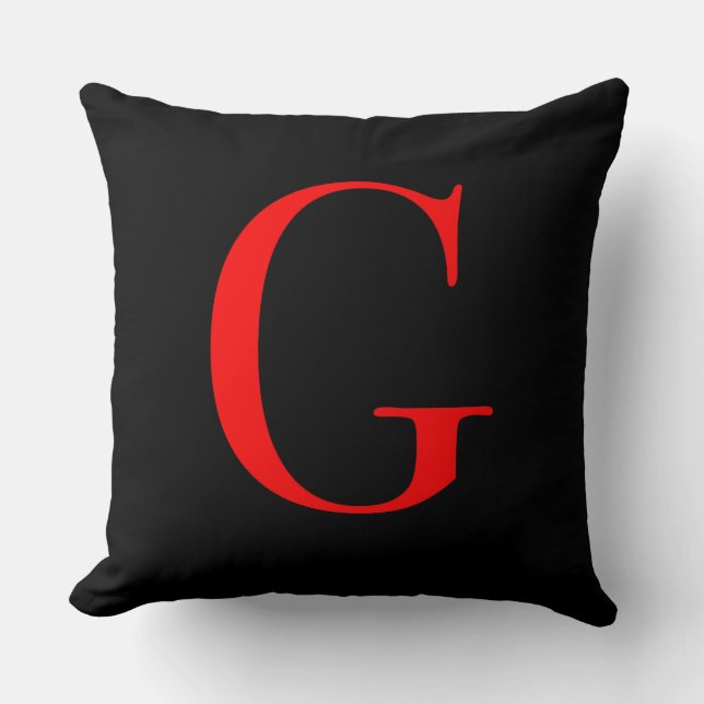 Monogram Initial G Svart Fyrkantig Luffig Dekoratö Kudde (Framsida)