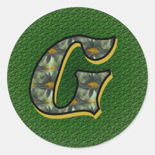 Monogram initial G Tusenskönor Blommig konst Runt Klistermärke