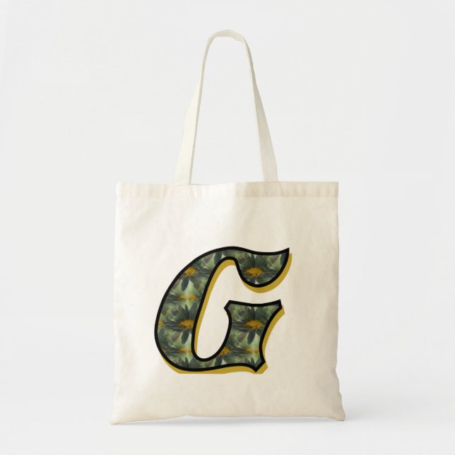 Monogram initial G Tusenskönor Blommig konst Tygkasse (Framsidan)