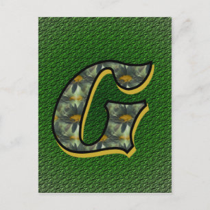 Monogram initial G Tusenskönor Blommig Konst Vykort