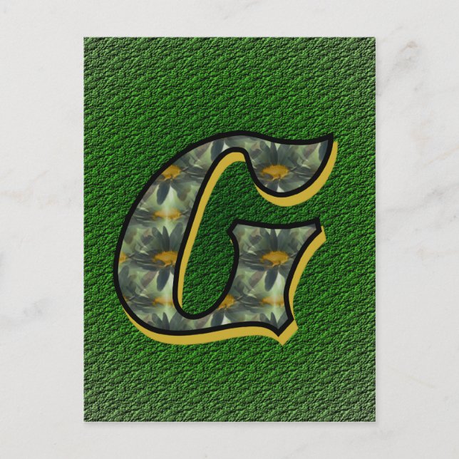 Monogram initial G Tusenskönor Blommig Konst Vykort (Framsida)