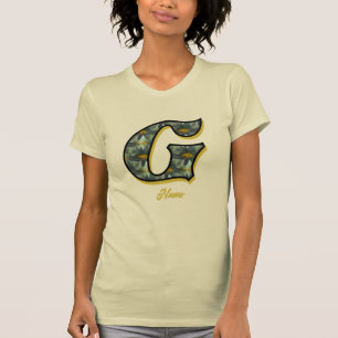 Monogram initial G tusenskönsblomma konst personli T Shirt