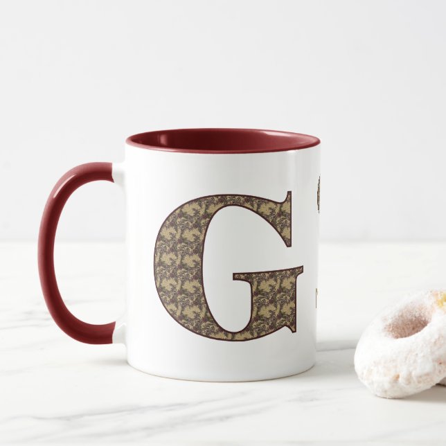 Monogram initial G Vintage Blommig Personlig Mugg (Med munk)