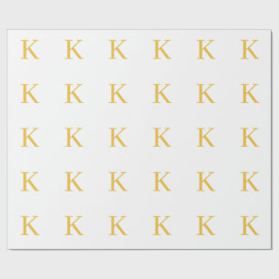 Monogram Initial Guld Gyllen Vit Anpassad Färg Presentpapper
