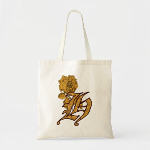 Monogram initial H Elegant guldpeonyblomma Tygkasse