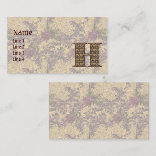 Monogram initial H Elegant Vintage Blommig Visitkort
