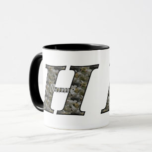 Monogram initial H Hortensia Blommor Personlig Mugg