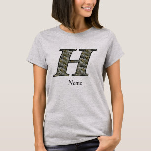 Monogram initial H Hortensia blommor Personlig T Shirt