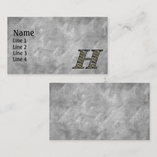 Monogram initial H Hortensia blommor Visitkort (Fram/baksida)