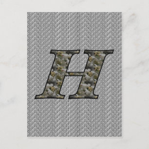 Monogram initial H Hortensia blommor Vykort