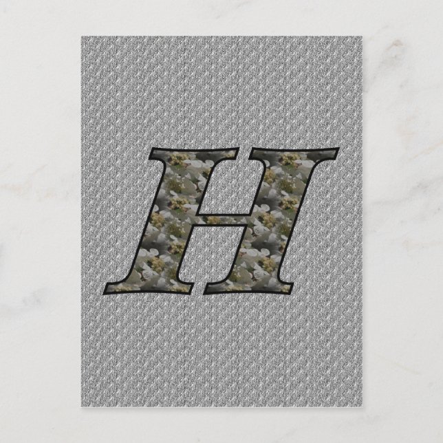 Monogram initial H Hortensia blommor Vykort (Framsida)
