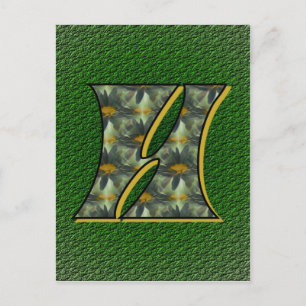 Monogram initial H Tusenskönor Blomma Konst Vykort