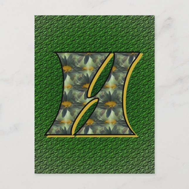 Monogram initial H Tusenskönor Blomma Konst Vykort (Framsida)