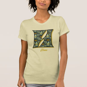 Monogram initial H tusenskönsblomma konst personli T Shirt