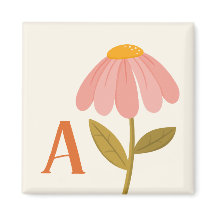 Monogram initial handritad blomillustration