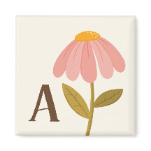Monogram initial handritad blomillustration