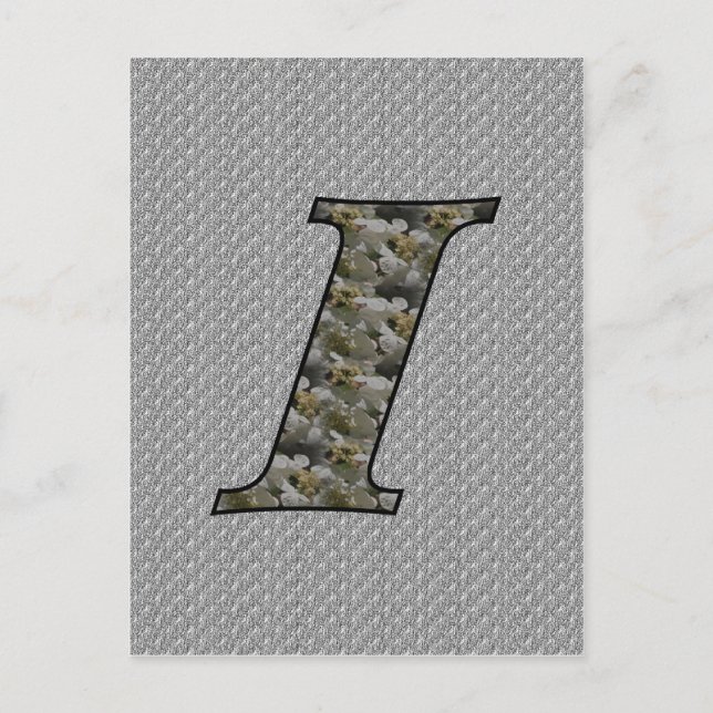 Monogram Initial I Hortensia Blommor Vykort (Framsida)