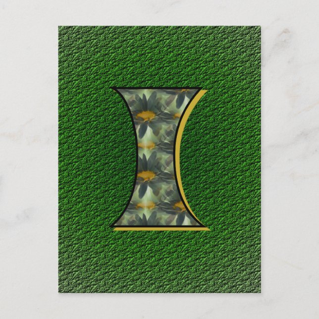 Monogram initial I Tusenskönor Blommig konst Vykort (Framsida)