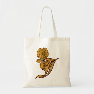 Monogram initial J elegant guld pion blomma Tygkasse