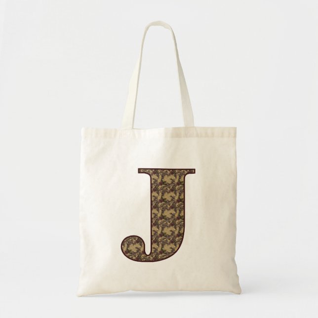 Monogram initial J Elegant Vintage Blommig Tygkasse (Framsidan)