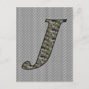Monogram initial J Hydrangea blommor Vykort