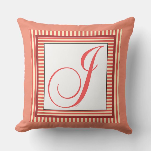 Monogram Initial J Salmon Kudde (Framsida)