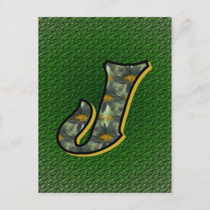 Monogram initial J Tusenskönor Blommig konst Vykort