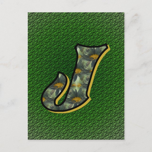 Monogram initial J Tusenskönor Blommig konst Vykort (Framsida)