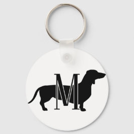 Monogram initial Jag älskar Dachshunds Silhuett  Nyckelring