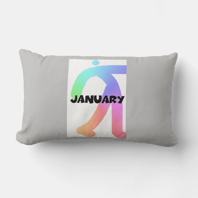 MONOGRAM INITIAL JANUARI MÅNAD LUMBARKUDDE (Framsida)