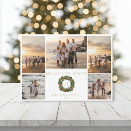 Monogram initial julkrans med torkad apelsin och t julkort