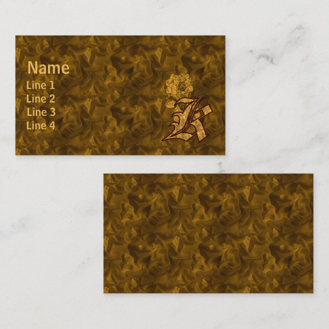 Monogram initial K Elegant guld peony blomma Visitkort (Fram/baksida)
